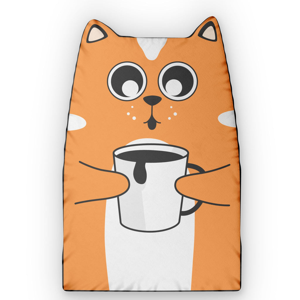 Coffee Cat Shaped Pillow
