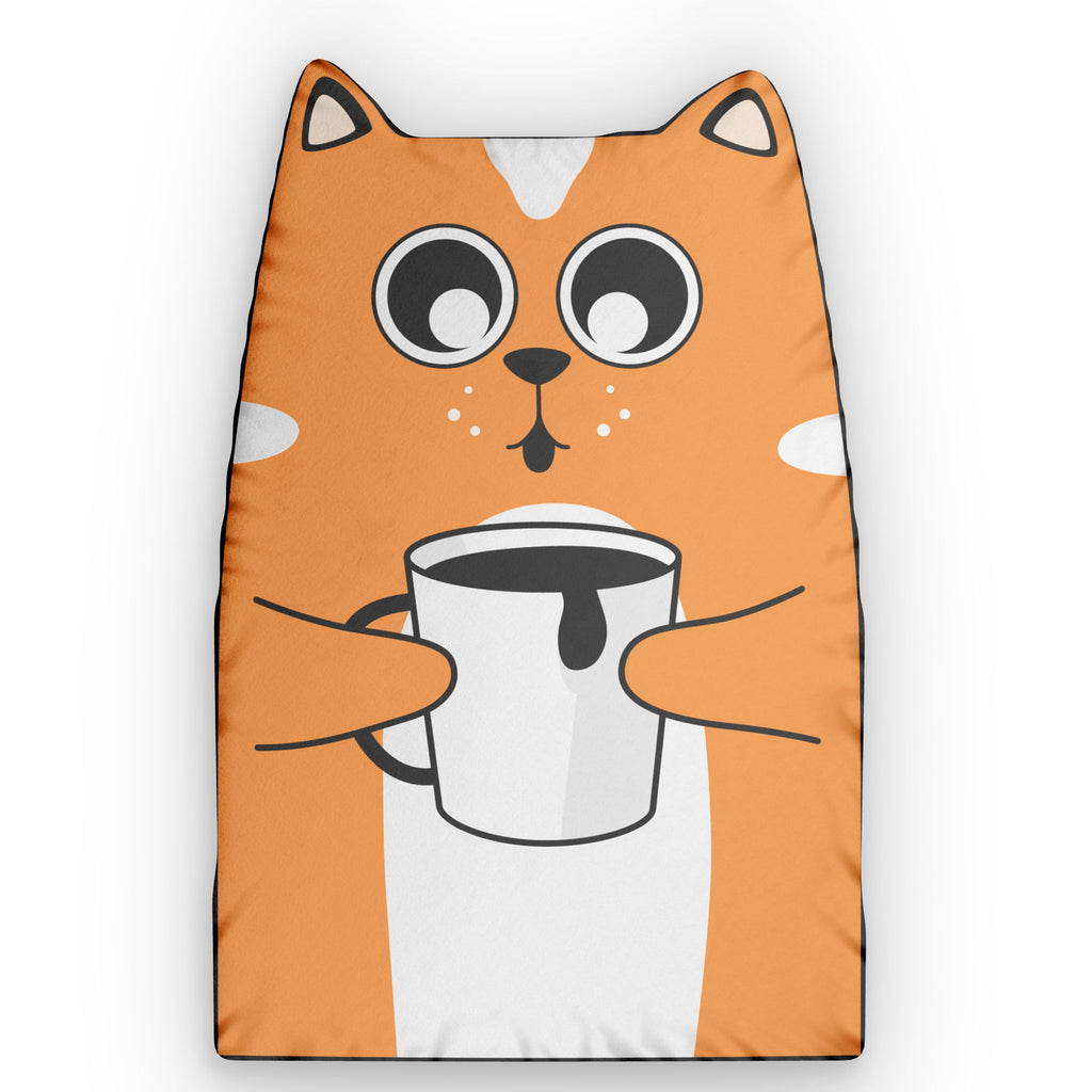 Coffee Cat Shaped Pillow
