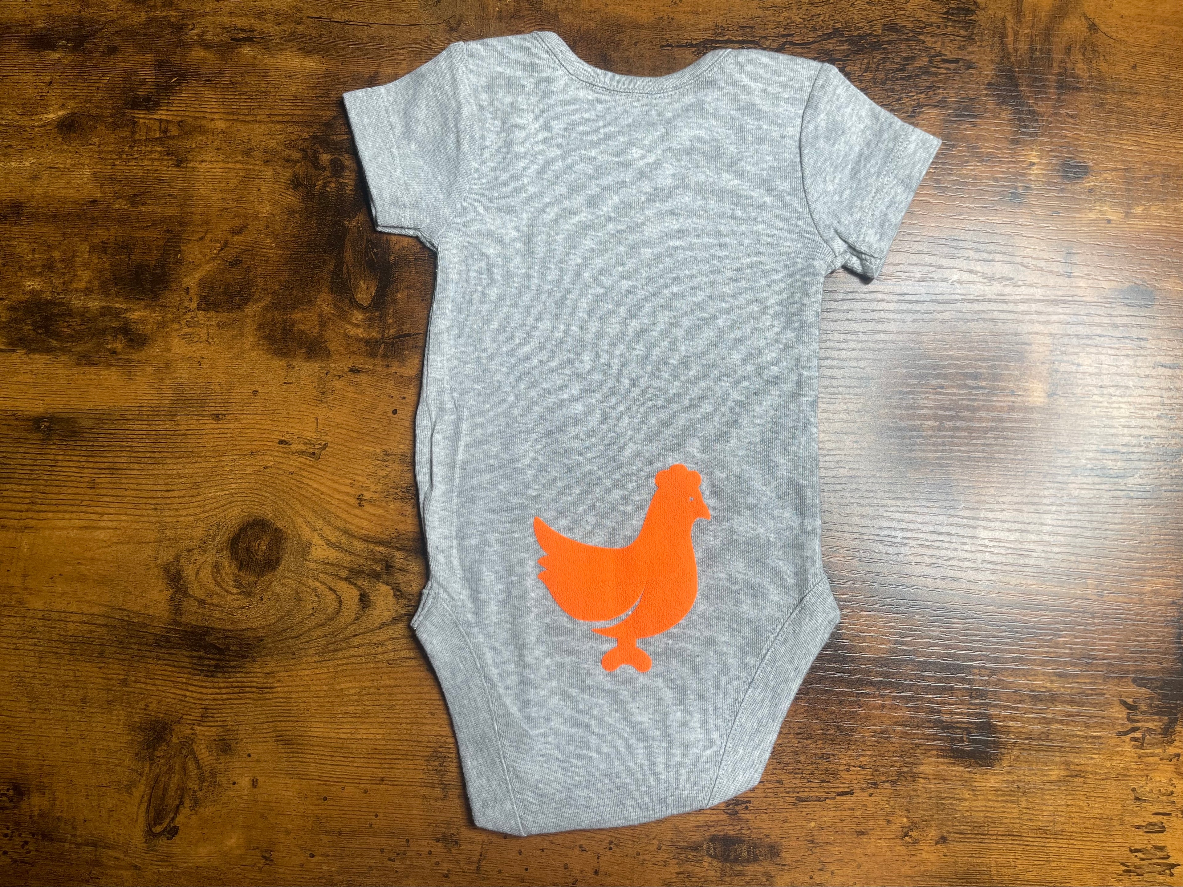 Guess What? Chicken Butt 0-3 Months Baby Short Sleeve Grey Onesie(Orange 3D Print)
