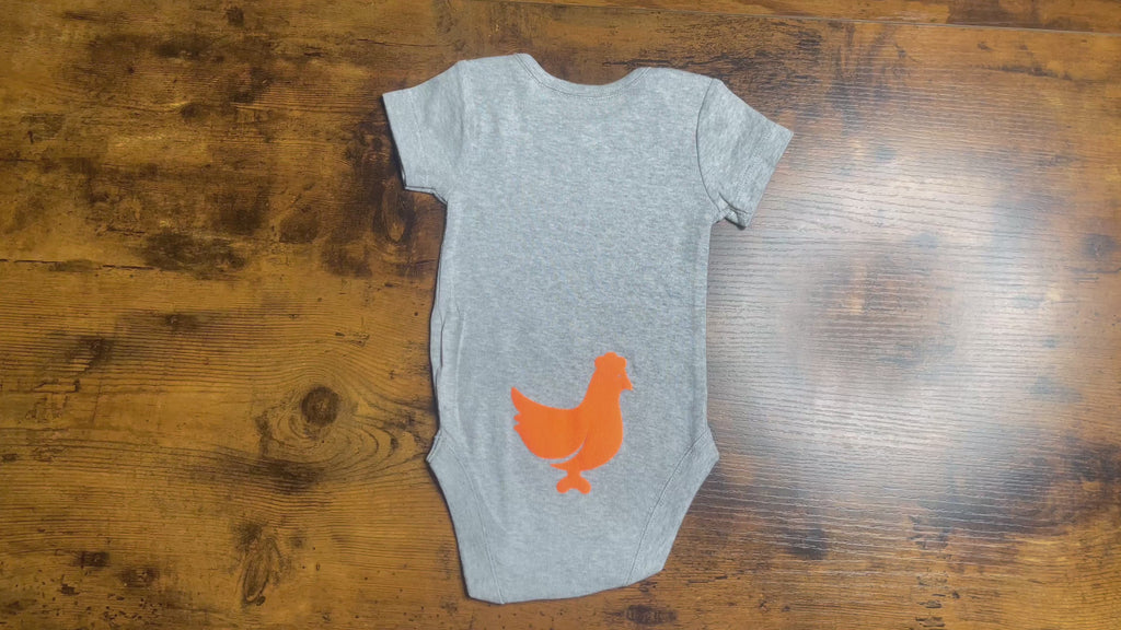 Guess What? Chicken Butt 0-3 Months Baby Short Sleeve Grey Onesie(Orange 3D Print)