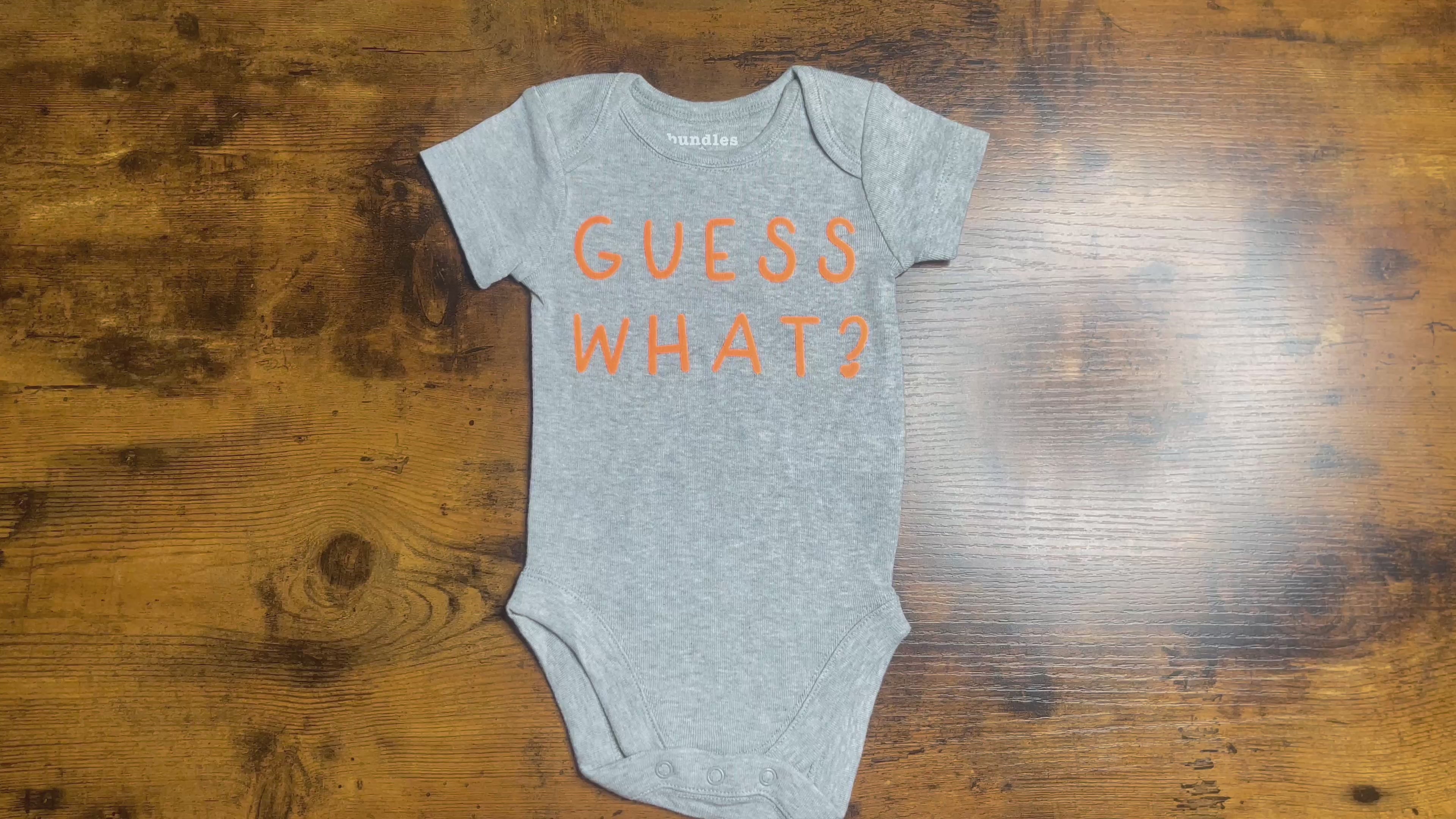 Guess What? Chicken Butt 0-3 Months Baby Short Sleeve Grey Onesie(Orange 3D Print)