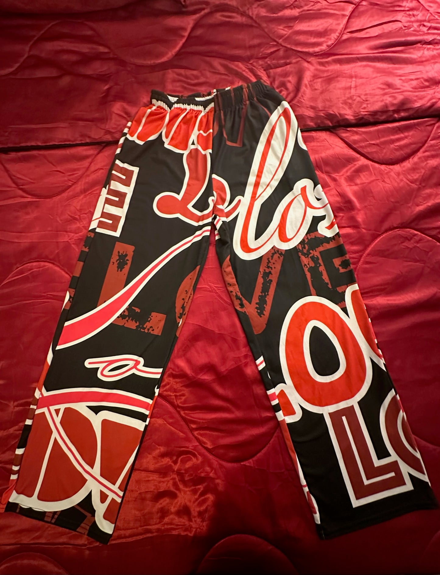 Love Themed Dark All-over Print Pajama Pants