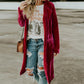 Womens Velvet Pockets Midi Jacket