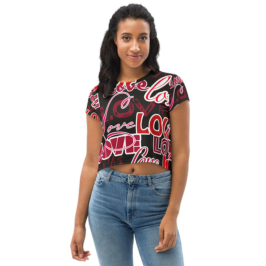 Love Themed Dark Crop Tee