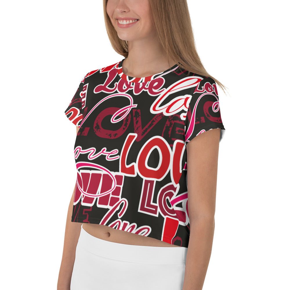 Love Themed Dark Crop Tee