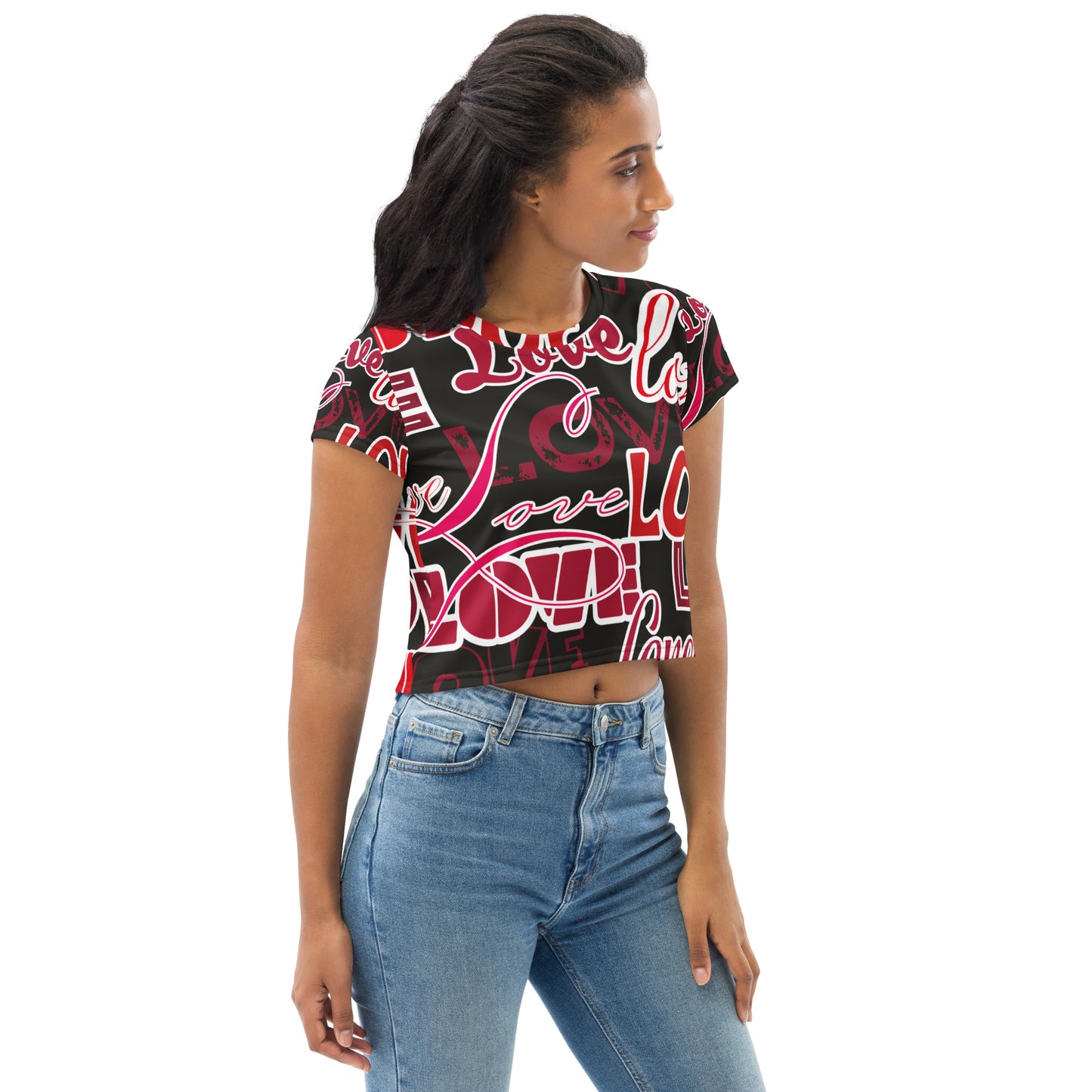 Love Themed Dark Crop Tee