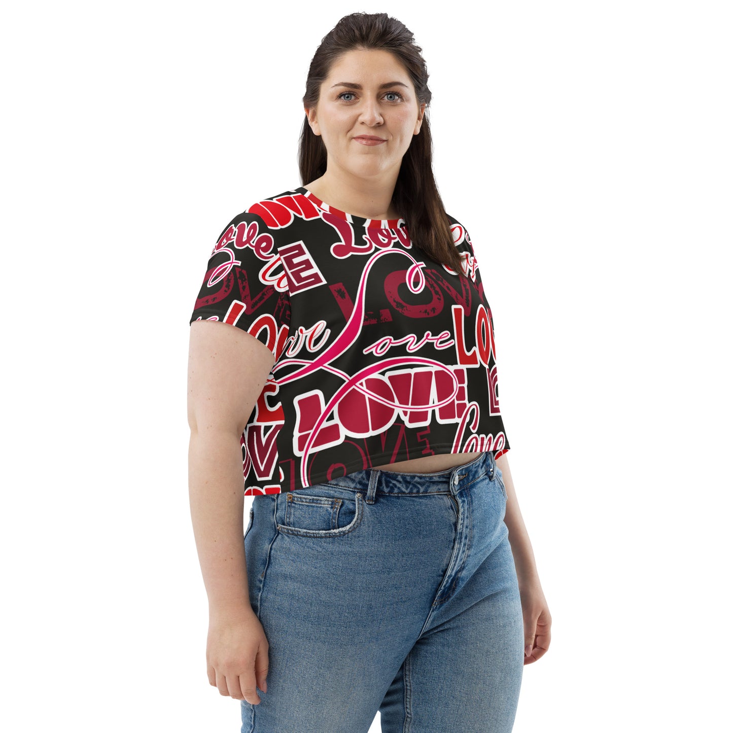 Love Themed Dark Crop Tee