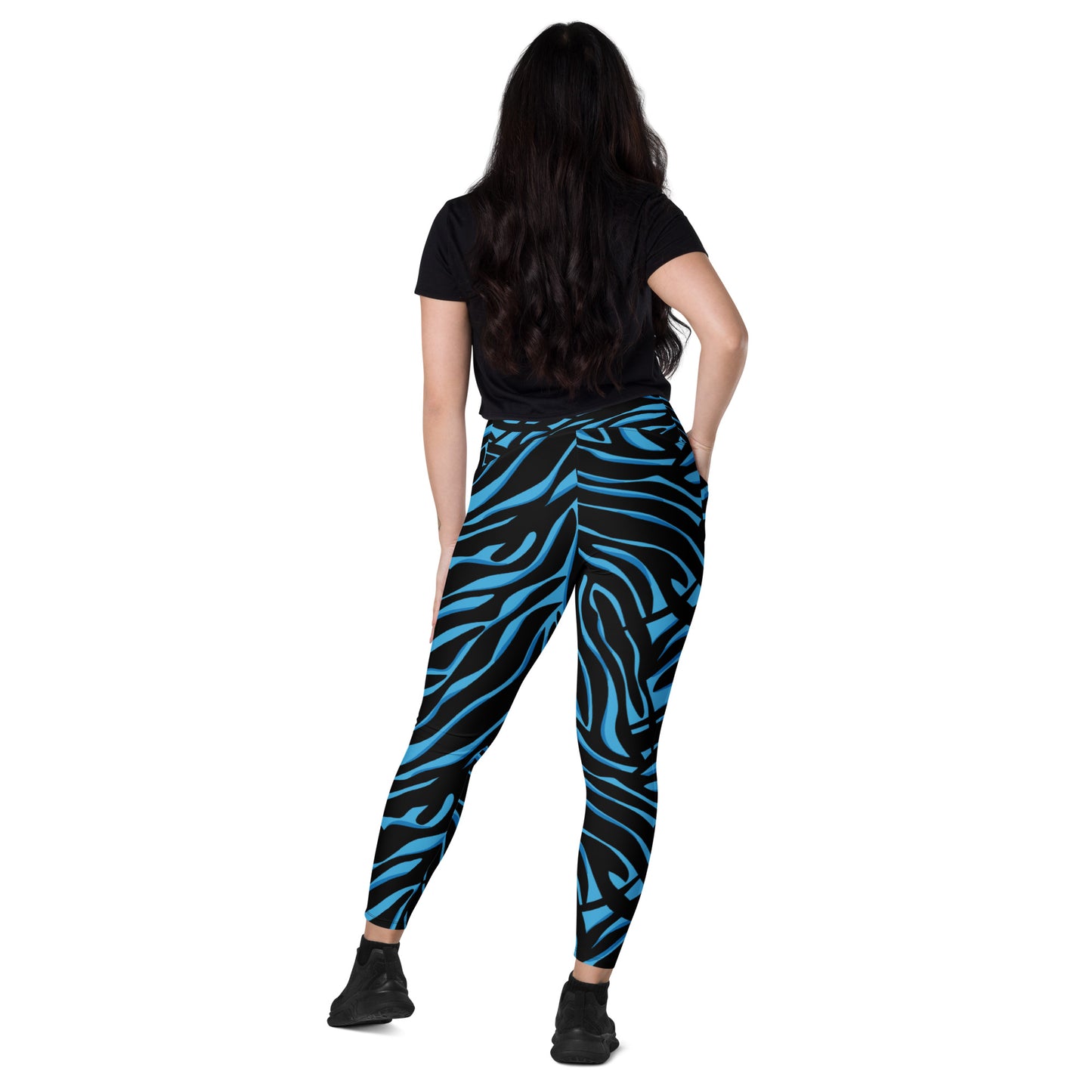 Blue Zag Crossover Leggings with Pockets