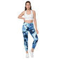 Blue Floral Crossover Leggings with Pockets
