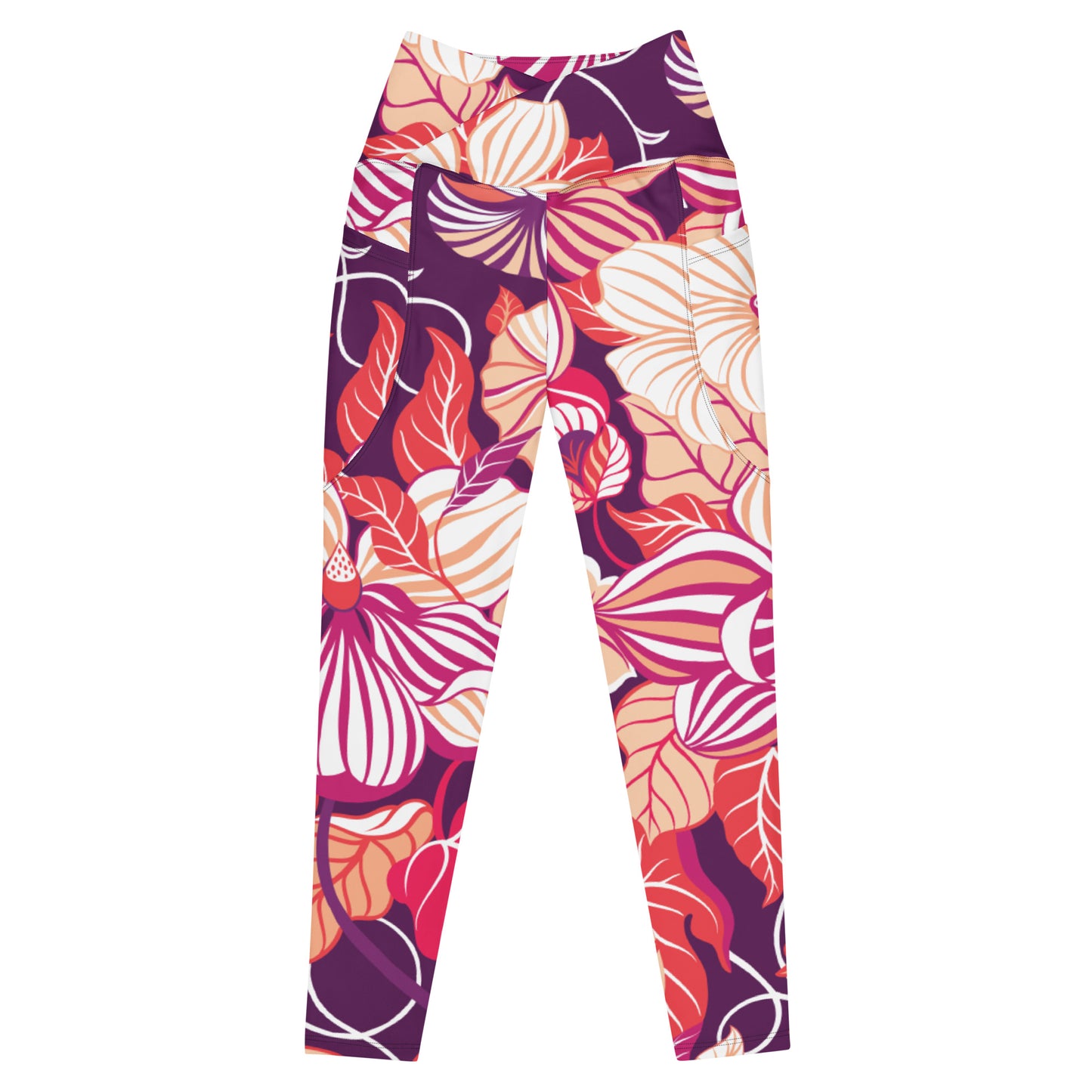 Autumn Crossover Leggings with Pockets