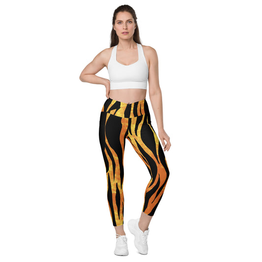 Jungle Print Crossover Leggings with Pockets