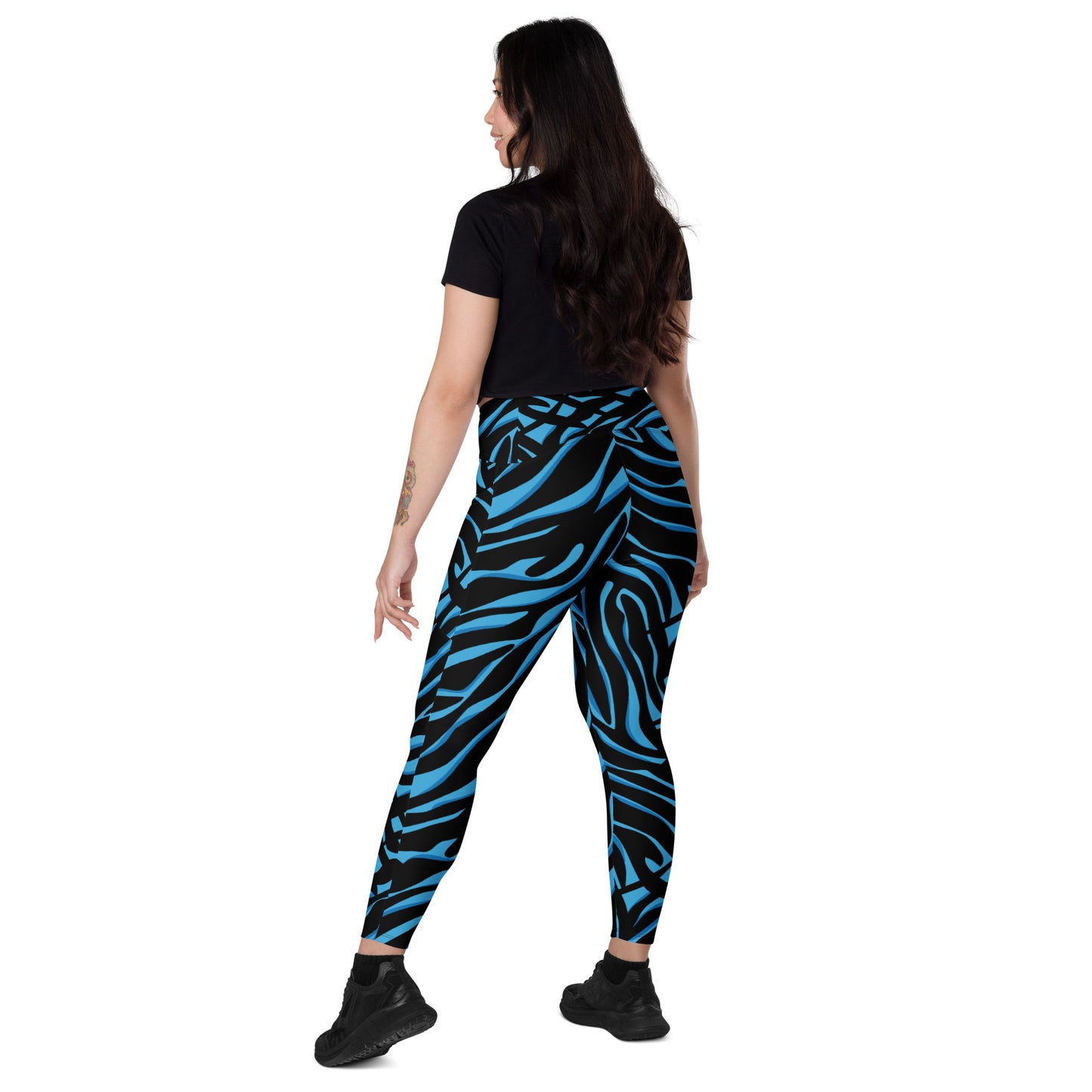 Blue Zag Crossover Leggings with Pockets