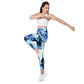 Blue Floral Crossover Leggings with Pockets