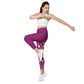 Pink Heart Crossover Leggings with Pockets
