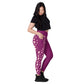 Pink Heart Crossover Leggings with Pockets