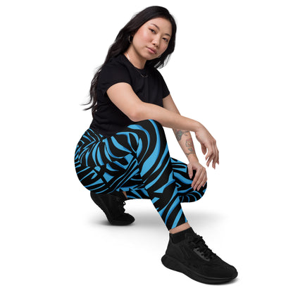 Blue Zag Crossover Leggings with Pockets