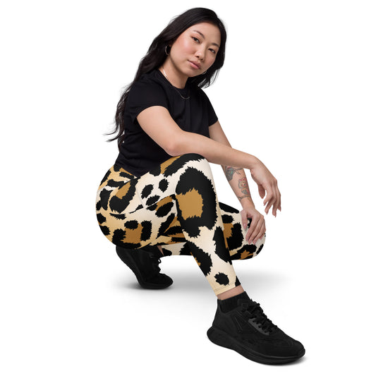 Cheetah Print Crossover Leggings with Pockets