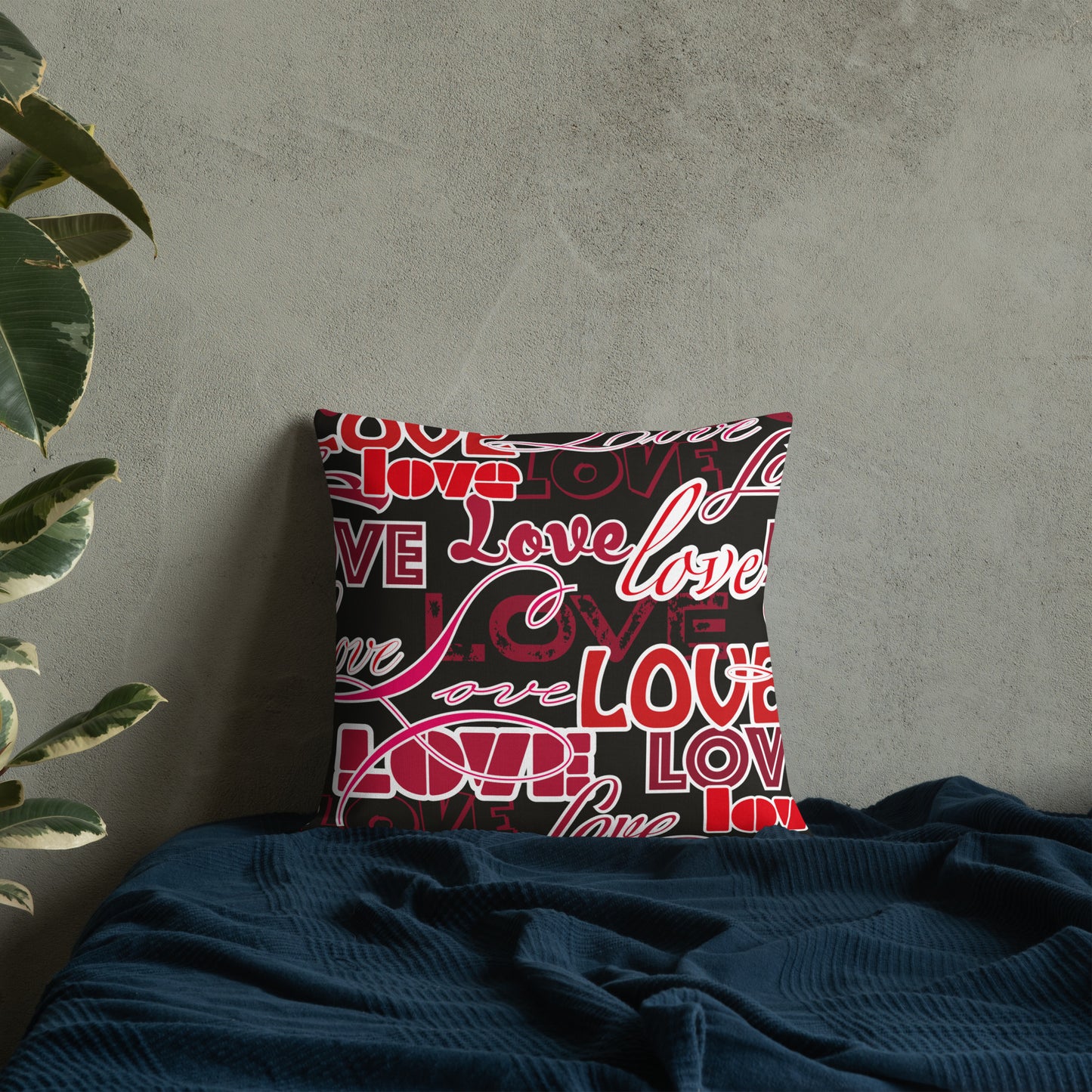 Love Themed Dark Premium Pillow