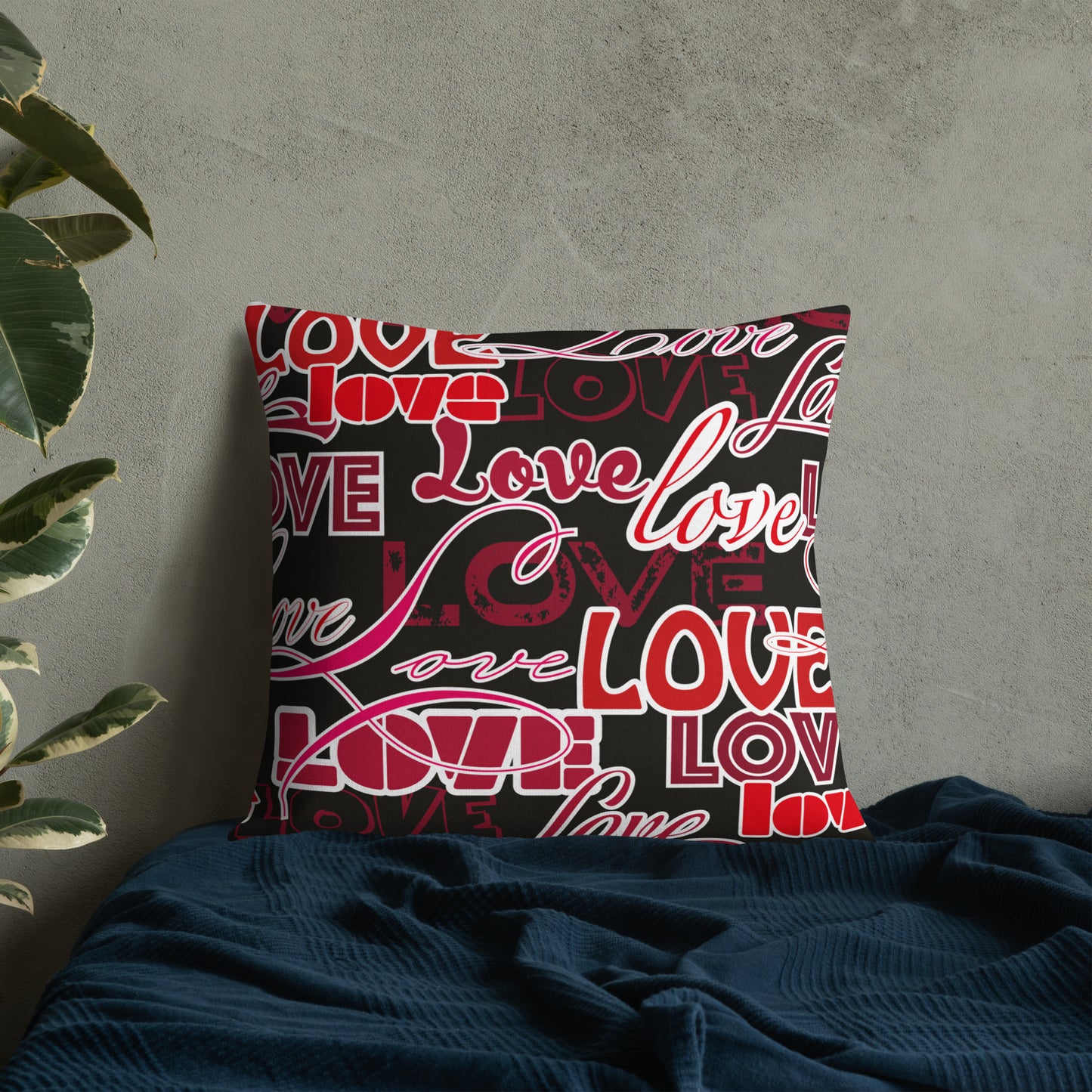 Love Themed Dark Premium Pillow