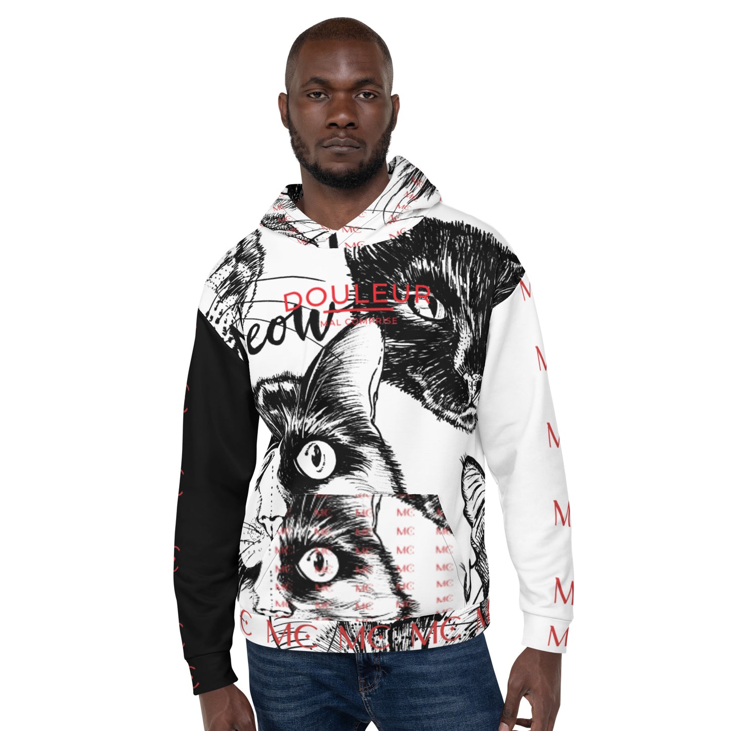 Douleur Mal Comprise Cat Print Hoodie