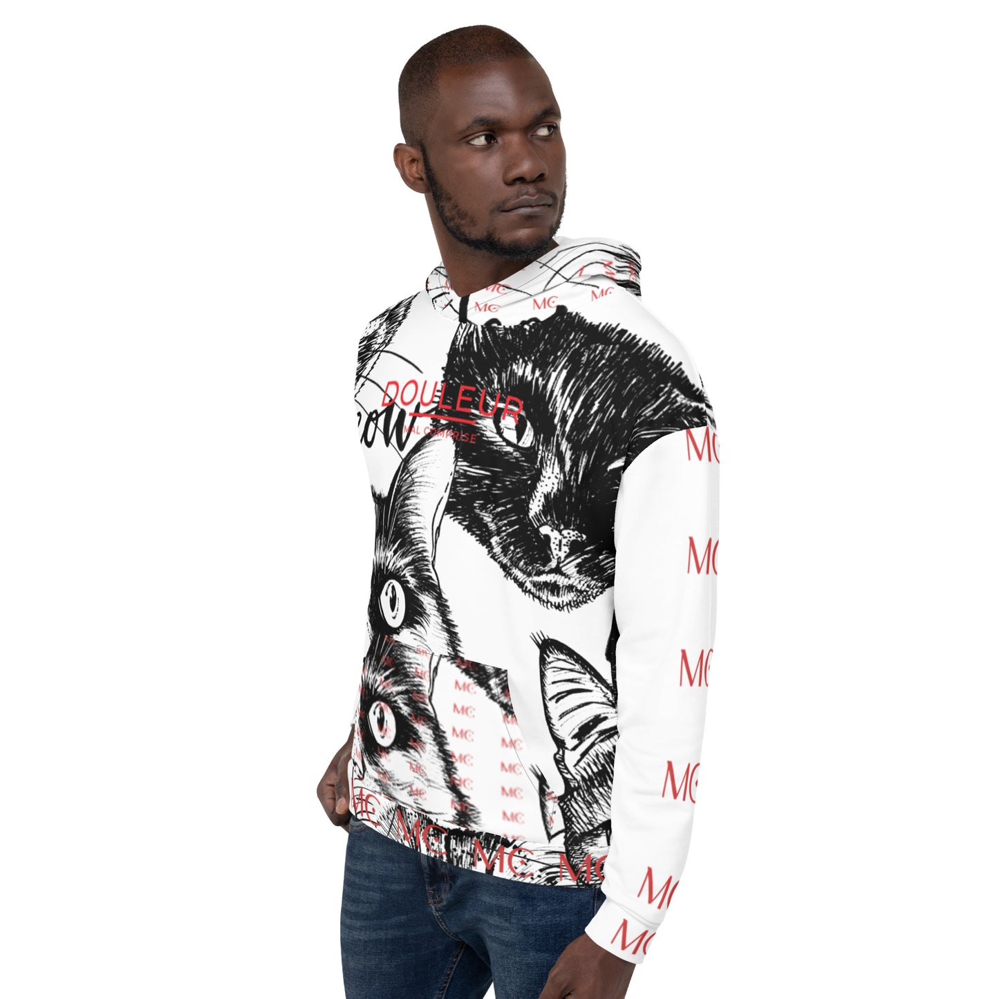 Douleur Mal Comprise Cat Print Hoodie