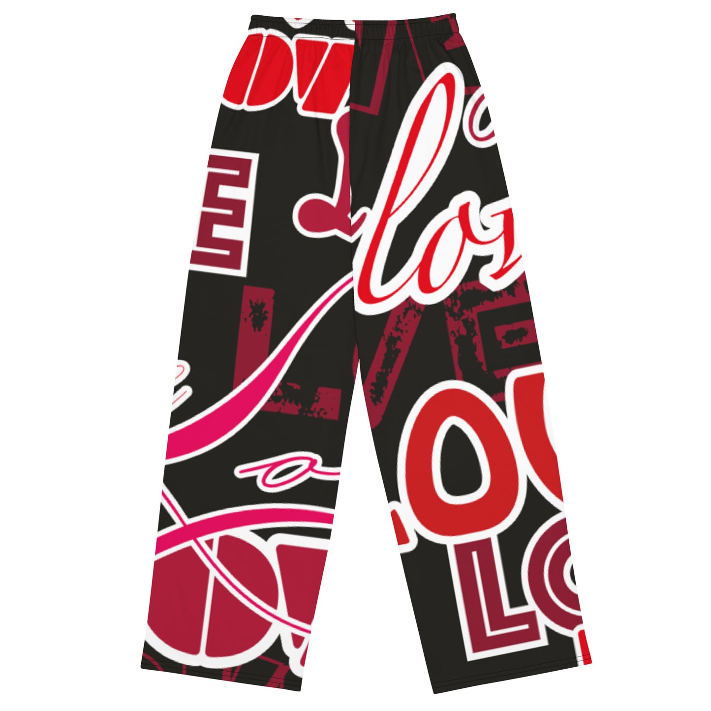 Love Themed Dark Wide-leg Pajama Pants