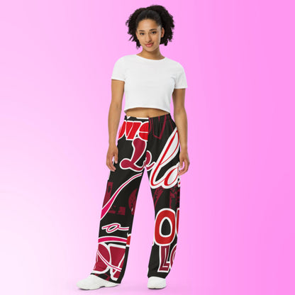 Love Themed Dark All-over Print Pajama Pants