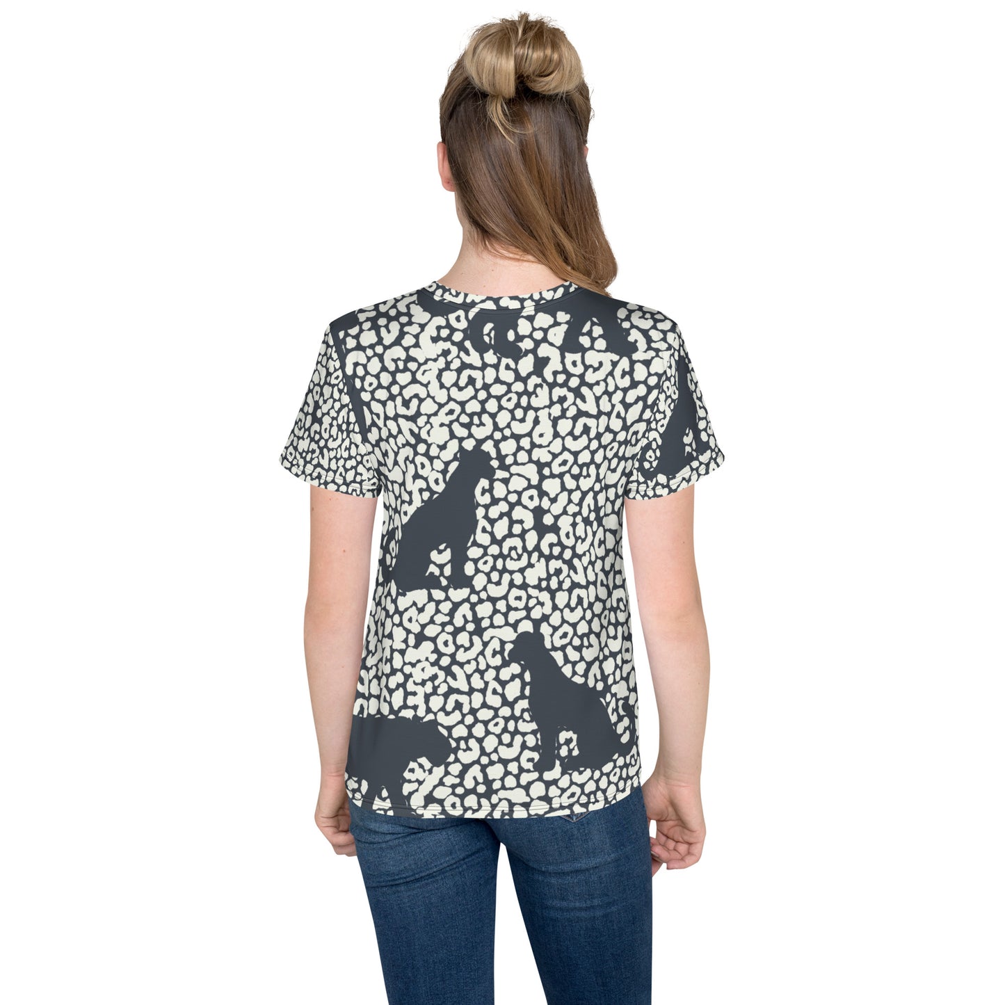 Animal Print Girls Crew Neck T-shirt