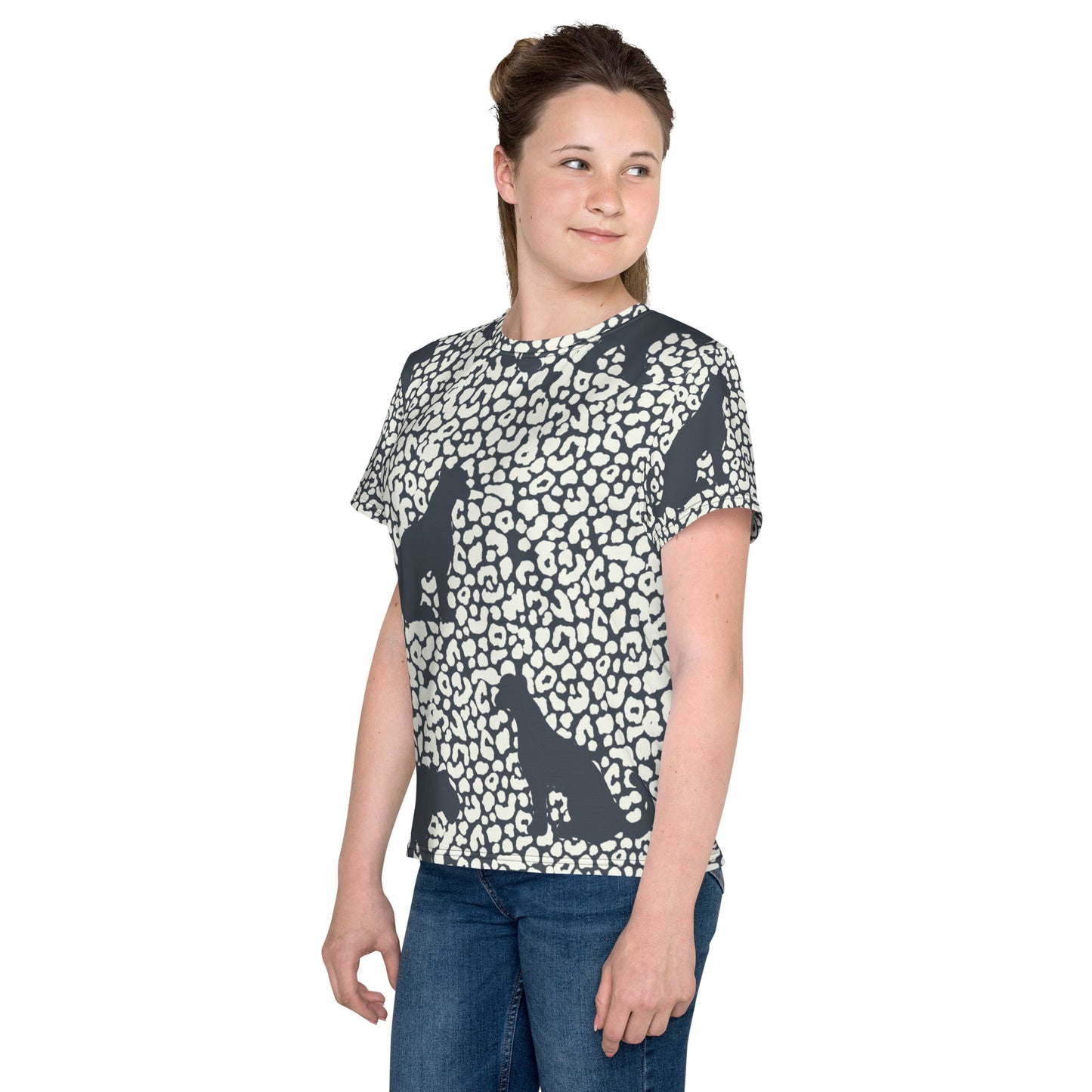 Animal Print Girls Crew Neck T-shirt