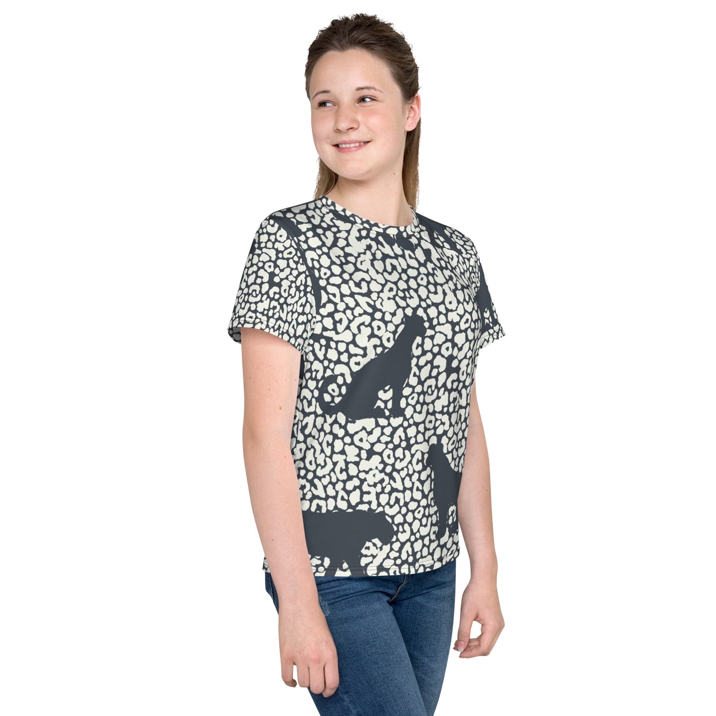 Animal Print Girls Crew Neck T-shirt