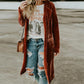 Womens Velvet Pockets Midi Jacket