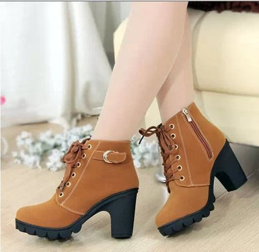 Autumn Thick Heeled Woman Boots